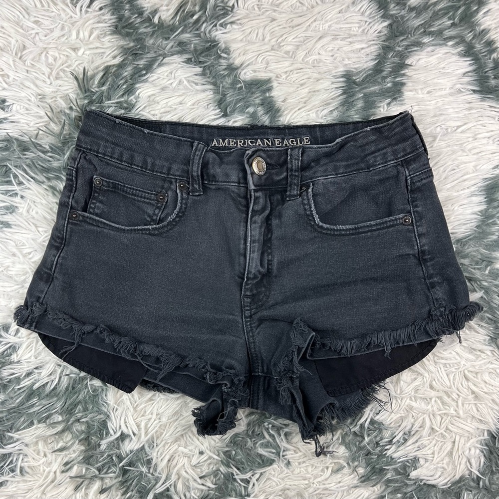 American Eagle Outfitters Women's Hi-Rise Festival Black Cut Off Shorts Size 8